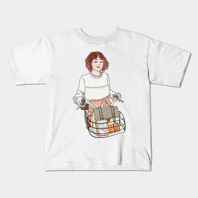 School girl Kids T-Shirt by piscoletters